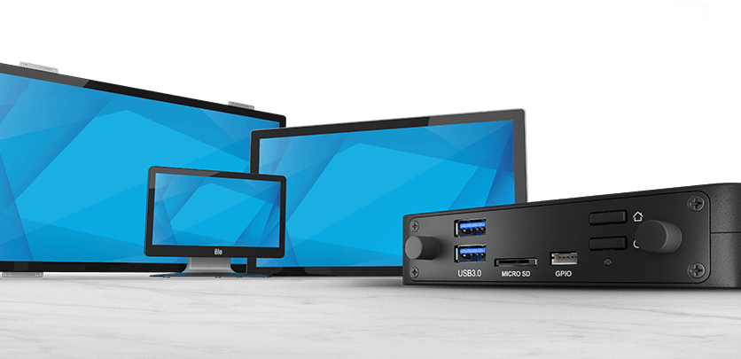 Reúna monitores Elo, quadros abertos e sinalização interativa com o Elo BackPack® Reúna monitores Elo, quadros abertos e sinalização interativa com o Elo BackPack®